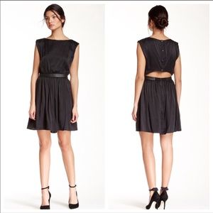 Alice & Olivia Dress Sayah Leather Waist Silk